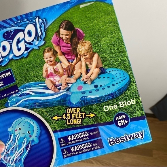 H2O Go Water Toy Baby Jellyfish Blobz 4.5 ft Long Blue Mat - Picture 4 of 5